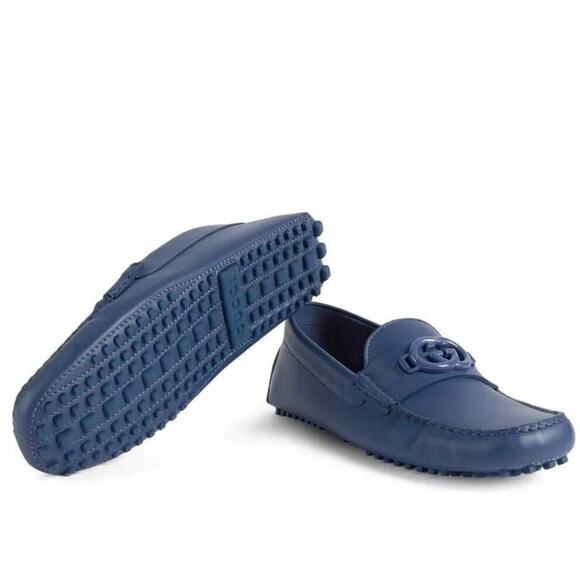 Gucci GG Interlocking Men\'s Loafer Blue Driver moccasins Shoes G 8.5/US 9 NIB main image 13